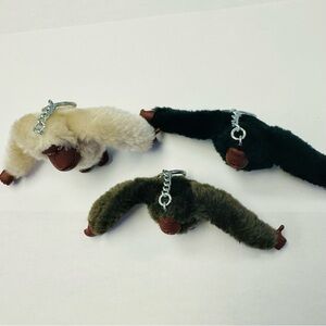 Plush Monkey Keychain Trio - Cream, Olive, Black